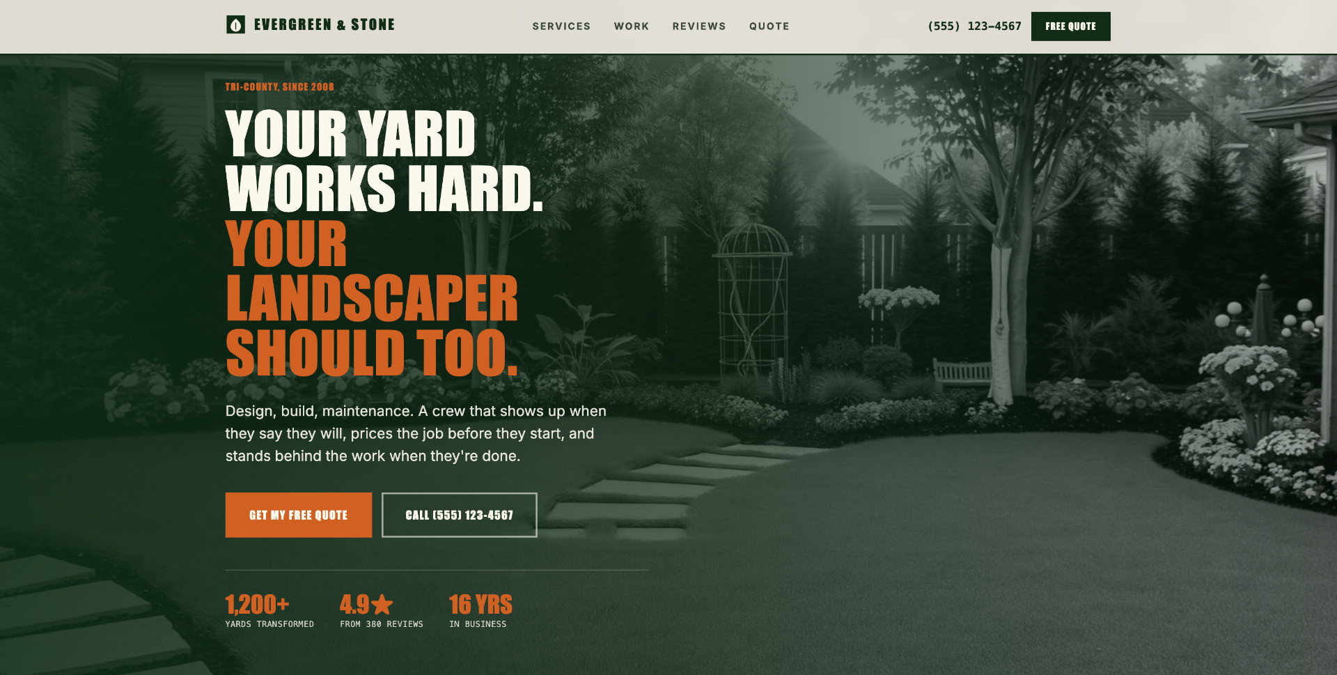 Terrain Master — Landscaping website template preview