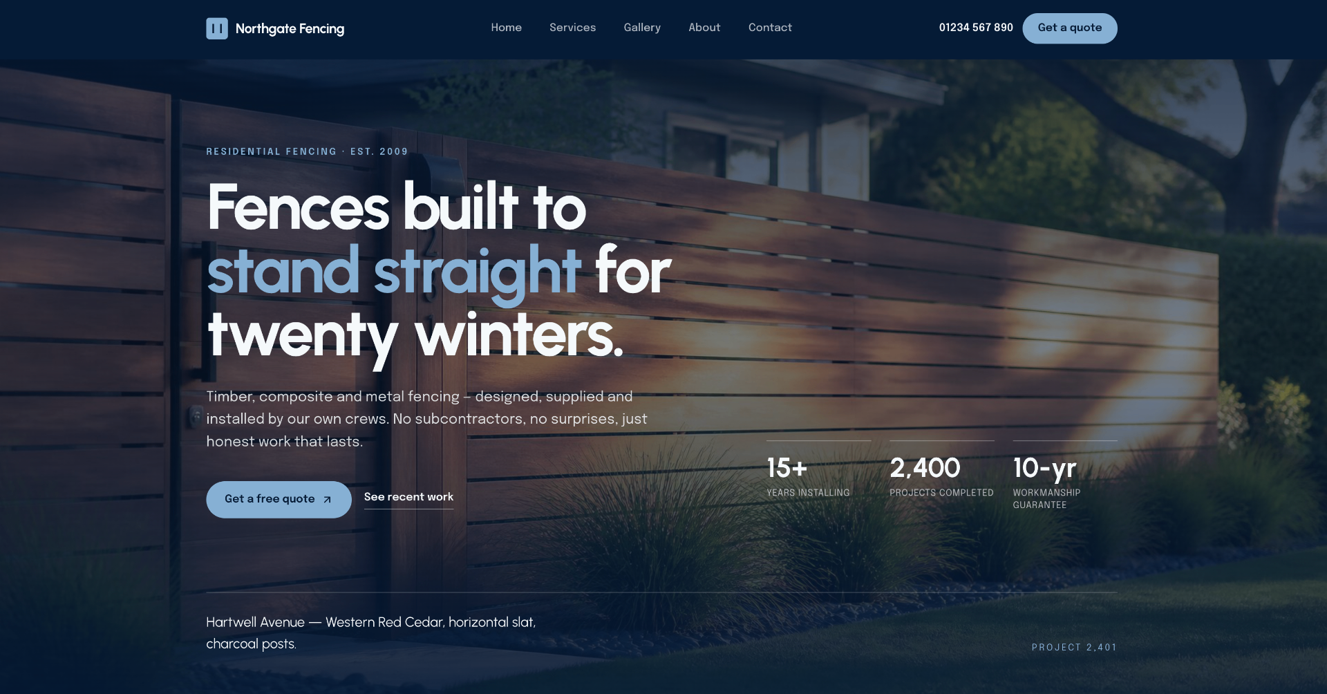 Property Line — Fencing website template preview